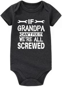 BESDEAR i love grandpa baby clothes grandpa to be baby bodysuit grandpa baby announcement gifts, Grandpa Baby Grey, 3-6 Months