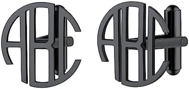 Cool Black Round Cufflinks for Men Customized Letter Cuff Links Groomsmen Gifts Father Dad Grandpa from Wife