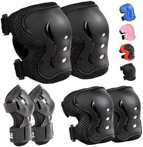 Kids Safety Protective Gear Set for Ages 3-12 Years, Adjustable Knee Pads, Elbow Pads, Wrist Guards for Boys Girls Youth Skateboard, Roller Skating, Scooter, Cycling (Black1, Small(for Ages 3-7))