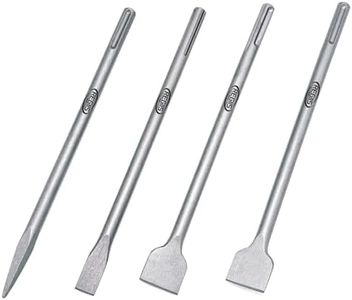 Regiis Tech 4 pcs SDS MAX 15.7 inch Chisel Set, Masonry Concrete Drill Bit Set, Tile Removal Chisel Bits for Rotary Hammer with Point Flat Wide Tilted Chisels