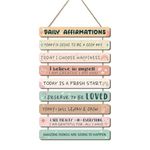 HPNIUB Inspirational Wall Art Daily Affirmations Wood Sign Decor,Rainbow Positive Motivational Wall Decor, Boho Classroom Decor, Mental Health Gifts Encouraging Sign,Cute Decor for Girl 28.5 * 4cm