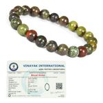 Reiki Crystal Products Unisex Certified Bloodstone Round Crystal Bracelet 8 mm Beads (Green)