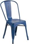 Flash Furniture Commercial Grade Distressed Antique Blue Metal Indoor-Outdoor Stackable Chair