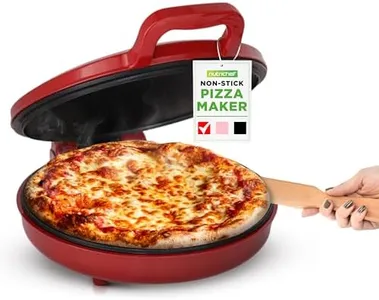 NutriChef Countertop Pizza Maker | 1500W Non-Stick Electric Pizza Cooker | Make 12" Personal Pizzas, Eggs, Toast & More | Cool-Touch Handles, Compact & Space-Saving | Temp Range 175-400°F | Red
