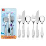 Lehoo Castle Toddler Utensils, 6 Pcs Kids Cutlery Set Stainless Steel Includes 2 x Forks/Spoons/Knives, Kids Knife and Fork Sets (Ocean Park)