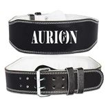 Aurion by 10 CLUB Weight Lifting Gym Belt-Medium | Leather Gym Belt for Workout with Padded Back Support | Dead Lift Belt - Black