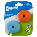 ChuckIt! Whistler Ball Dog Toy, Durable High Bounce Floating Rubber Engaging Dog Ball, Launcher Compatible Toy For Dogs, 2 Pack, Small