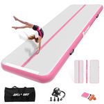 AKSPORT 10ft 13ft 16ft 20ft Air Track Tumbling Mat for Gymnastics Inflatable Airtrack Floor Mats with Electric Air Pump for Home Use Cheerleading Training (Light Pink, 10x3.28x0.33ft)