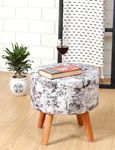 Shadowkart Ottoman Pouffes Sitting Mudda Puffy Stool for Living Room Dressing Table Pouf Round Footstool for Home Decor, Printed,16x16x17 Inch (Stool, Stool-BlackGrey)