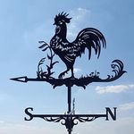 Weather Vane, Cast Iron Retro Wind Vane with Animal Ornament Indicator Measuring Tool Outdoor for Roofs Weathervane Garden Yard Patio Decor Lawn Pathway Plug-in Stakes,M