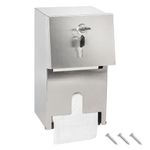 Commercial Toilet Paper Tissue Dispenser Dual Rolls Toilet Paper Holder with Lock,Heavy Duty Stainless Steel Touchless Automatic Paper Towel Dispenser with Shelf Wall Mount for Bathroom/Restroom