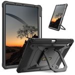 Fintie Case for iPad Air 5th Generation (2022) / iPad Air 4th Gen (2020) 10.9 Inch - [Tuatara Magic Ring] 360 Degree Rotating Grip Stand Shockproof Rugged Cover with Screen Protector, Black