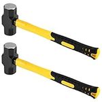 PINGEUI 2 Packs 3 lbs Sledge Hammer, Heavy Duty Drilling Hammer, Carbon Steel Crack Hammer with Shock Absorbent Handle for Construction, Home Improvement, Maintenance