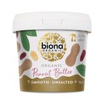 Biona Organic Smooth Peanut Butter 1KG - Unsalted & Palm Oil Free - Made with Freshly Roasted Organic Nuts - Source of Vegan Protein - Gluten & GMO Free