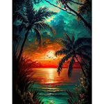 NAIMOER Sunset Diamond Painting Kits for Adults, DIY Full Drill 5D Diamond Art Landscape Diamond Painting Tree Diamond Painitng Kits for Relaxation and Home Wall Decor 30x40cm