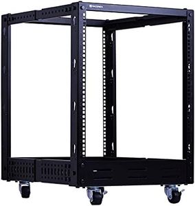 RackPath 12U Open Frame Server Rack – Heavy Duty 4 Post Adjustable Depth with Casters, Black