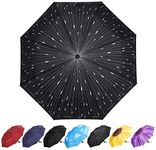 YumSur Windproof Travel Umbrellas - Lightweight Automatic Compact Folding Umbrella Violet Daisy Design, Reinforced Canopy, Auto Open/Close, for Men and Women