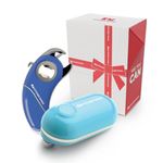 Kitchen Mama Gift Set Electric Can Opener & Bottle Opener, Perfect Birthday Gifts for Women, Friend Gifts for Women, Automatic Can Opener Hands Free (Mini), Smooth Edge, 6 in 1 Opener (Epic One)(Blue)