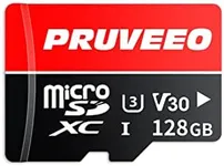 Pruveeo 128GB MicroSDXC Memory Card with Adapter for D90/D80/J20 Dash Cam, Body Cam, and Security Camera – Class 10, U1, V30 (‎MB-MJ128KA/AM)