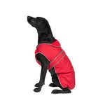 Ancol Muddy Paws All Weather Stormguard Dog Puppy Coat Poppy Red - Waterproof Pet Jacket with Fleece Lining and Chest Protector - Elasticated Neck - 35 cm Length up to 56 cm Girth - Small / Medium