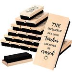 Outus 12 Pcs Teacher Appreciation Gifts Chalkboard Eraser Inspirational Wool Felt Eraser Dustless Blackboard Eraser Cleaner Wood Chalk Eraser for Teacher Thank You Gifts Office Supplies