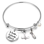 FEELMEM Golf Bracelet Live Love Golf Expandable Charm Bracelet Golf Jewelry Gift for Golf Lover/Golf Club/Golf Team?silver?