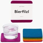 Graf Lantz - Bierfilzl Felt Coasters - Square - 100% Merino Wool - Moisture Wicking - Heat Resistant - Sustainable - Absorbs - Home Decor - Housewarming Gift - 6 Coaster Set - 4" x 4" x 5 mm - Rainbow