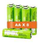 100% PeakPower 8 x AA Rechargeable batteries 2300 mAh 100% PeakPower NiMH Battery