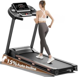 RENESTAR Treadmills for Home, Treadmill with 0-15% Auto Incline, 3HP Folding Treadmills for Running Walking with 300LBS Weight Capacity, Incline Treadmill Equipped with Bluetooth & Pulse Monitor