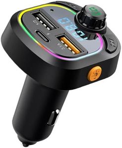 Woscher AUTO 10 POR-320, Bluetooth - FM Transmitter in-Car Radio Adapter for Hands-Free Calling, Music Streaming, Micro SD + USB Music, 3.4A Dual USB Fast Charger, Supports All Smartphones (Black)