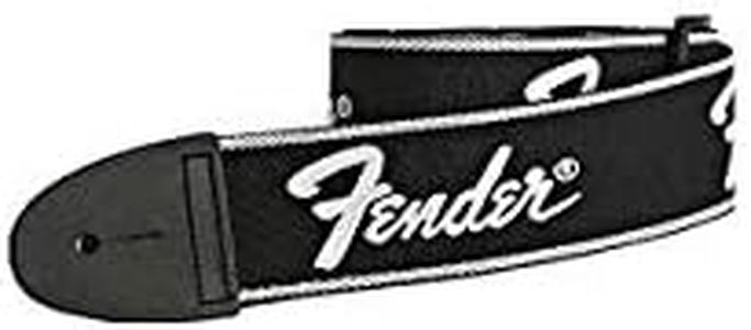 Fender Running Logo, Tracolla per Chitarra, Nera, 5 cm