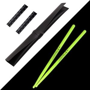 5A Drumsticks Nylon for Drum Set with ANTI-SLIP Handles Night Light Plastic Cool Glow Drum Sticks with Non-Slip Strong Musical Instrument Percussion Accessories Fluorescence