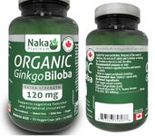 Naka Platinum ORGANIC Ginkgo Biloba Extra Strength, Supports Cognitive Function, 120 mg per capsule, BONUS SIZE 75 Veggie Caps (60+15 Free)