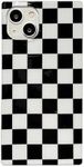 Rectangle Checkered Phone Case for iPhone 13 (NOT Pro) Black White Grids Plaid Checkerboard Slim Soft Classic Trunk Design Strong Shockproof Protective Checker Cover for iPhone13 6.1"