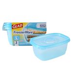 Glad Food Storage Containers, FreezerWare, Large, 64 Ounce, 2 Count