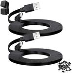 YEAOI 2-Pack 30 ft Cable for WYZE Cam Pan V3 Outdoor Camera, Micro USB 90 Degree Adapter, Flat Power Cord, Black