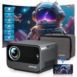 [Auto Focus/Keystone] Smart Projector 4K with Android 9.0 1080P Native 500 ANSI, Outdoor Bluetooth Projector with WiFi6, Object Avoidance, and Screen Adaption