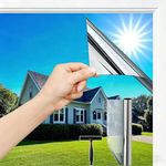 Silver 44.5x200cm wonderffolie One Way Clear Window Film Privacy Heat Reflective Mirror Window Film for Glass Windows UV Window Tint Film Daytime Anti Glare with Adhesive Thermal Solar Vinyl