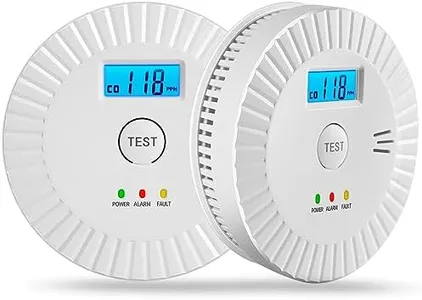 OLUNCLE 2 Packs Smoke and Carbon Monoxide Detector Powered by Battery,Smoke Detector Carbon Monoxide Detector Combo with Large LCD Display, Portable Fire Alarm Smoke Detector, OL0902U