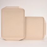 Eha Earth Friendly Servo Trays for Serving Set of 2 | 17 Inch | Serving Tray Made with Coffee Husk & Rice Husk | Tray Set for Serving Tea/Coffee/Snacks | Sand Castle