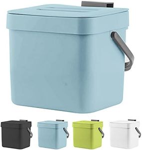 LALASTAR Kitchen Compost Bin, Hanging Trash Can with Lid for Kitchen Cabinet Door, Under Sink, Wall Mounted Waste Bin for Bathroom, 1.8 Gallon, Blue