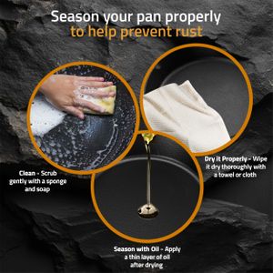 KICHLY 12" Cast Iron Skillet Frying Pan – Pre-Seasoned, Dual Handles, Induction Compatible
