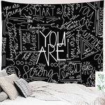 Miytal Quote You Are Wall Tapestry, Inspirational Wall Art Positive Saying Wall Hanging White Tapestry for Teen Girl Bedroom Dorm - 59.1 x 80 Inches - Black