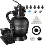 LANCHEZ 12" Sand Filter Pump for Above Ground Pool, 1/3 HP Pool Pump for Pools Up to 7,000 Gallons, 2400 GPH Sand Filter Pump System with 6-Way Valve