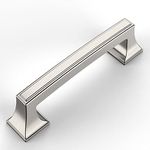 Amerdeco 10 Pack Brushed Satin Nickel Cabinet Pulls 3-3/4 Inch(96mm) Hole Center Cabinet Hardware Kitchen Cabinet Handles for Bathroom Drawer Pulls Dresser Pulls ZH0010