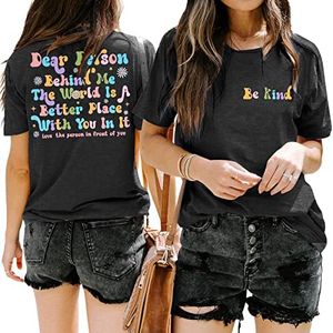 Dear Person Behind Me Tshirt Women Teacher Inspirational Shirts Mental Health Shirt You Matter Be Kind Self Care Tee Tops, Grey, Medium