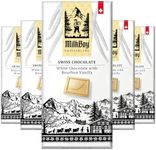 Milkboy Swiss White Chocolate Bars - Gourmet Bourbon Vanilla Chocolate Bars - Made with Pure Natural Vanilla - White Premium - Gluten Free - Non-GMO - Kosher - 3.5oz (Pack of 5)