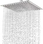 Rain Shower Head 12 inch, 304 Stainless Steel Large High Pressure Square Rainfall Showerhead for Bathroom, Easy to Install, Awesome Shower Experience (Square, 12 inch)