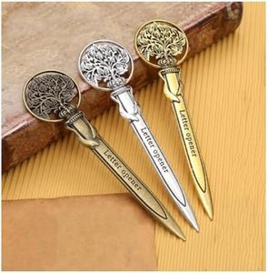 Changyeah 3 Colours Metal Letter Opener, Vintage Letter Opener,Retro Envelope Opener Knife Envelope Slitter Antique Design Hand Cutter Blade for Home Office Gift(1 Silver,1 Gold,1 Bronze)