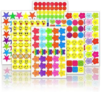 OWill 4980 Pezzi 60 Fogli Smiley Happy Face Stickers e Star Stickers, Colorato Adesivi Premio Faccia per Bambini Insegnante Genitore